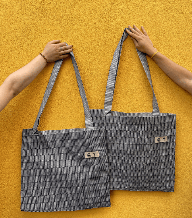 Sac CABA bleu à motif, de la marque écorésponsable Made By Bobine MBB by SCF