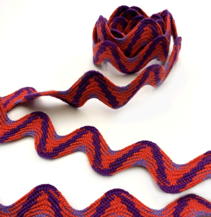 tresse serpentine orange et violette en coton de la société choletaise de fabrication 