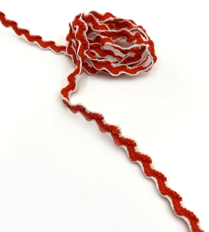 tresse serpentine orange et blanche en coton de la société choletaise de fabrication 