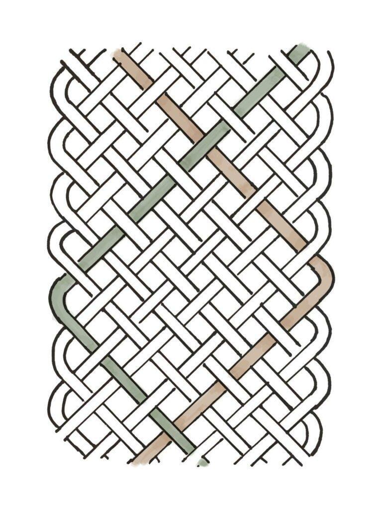 Close-up of a high-quality braided textile cord with a 2 by 2 rib mesh structure pattern by SCF